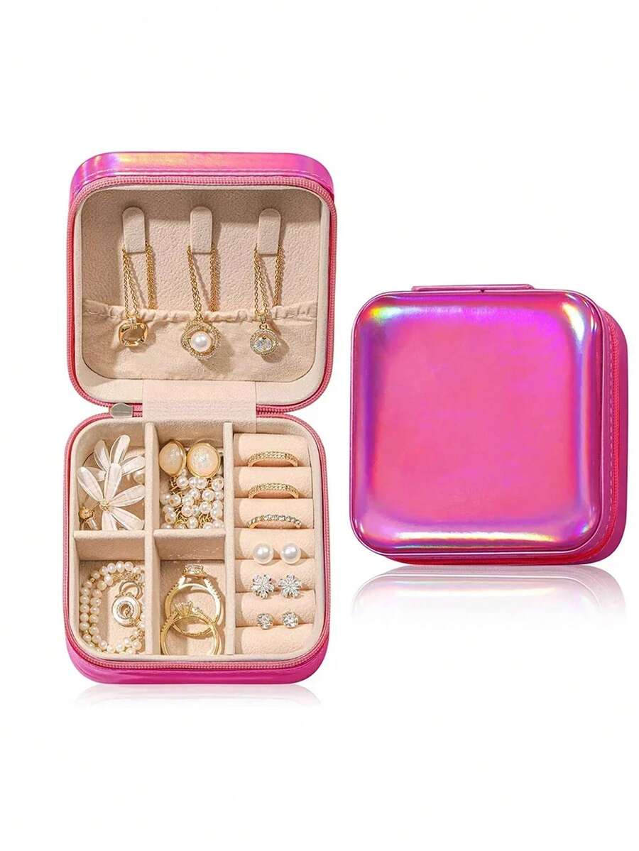 1PC Mini Jewelry Storage Box Portable Home Travel Earrings Necklace Storage Case For Women Ring Organizer PU Leather Display Case,Jewelry Case Box Portable Small Travel Jewelry Organizer Necklace Earring Ring Storage Display Gift Box Travel Essentials - Multicolor - View 1