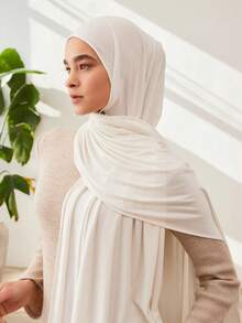 1件装女士加大码针织头巾，柔软纯色优质棉质针织发带，适合穆斯林日常佩戴，斋月和开斋节期间也可佩戴。