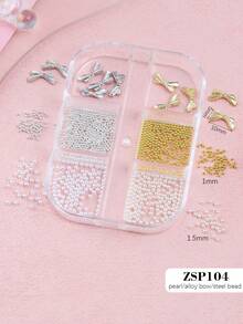 6件套金属钥匙锁美甲装饰品，Y2K美学金属美甲吊坠，钢珠和白色珍珠美甲宝石，美甲用品，美甲配件 - 彩色 - 查看 15