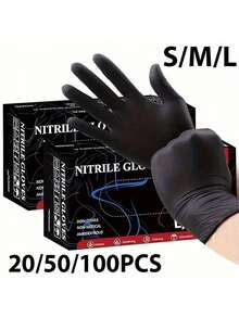 2/20/50/100pcs, Disposable Nitrile Gloves,Durable Household Cleaning Gloves, Waterproof Gloves Suitable For Kitchens Cleaning, Tattoo, Hair Dyeing, Pet, Beauty Salons, Cleaning Supplies, Household Gadgets(No Box) - Black - View 1