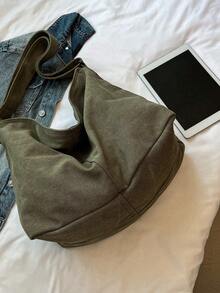 大容量复古帆布托特包，可折叠，带安全拉链，轻便，三合一单肩包/斜挎包，适合学生，非常适合通勤、上学和旅行，极简主义，现代日本都市男孩日常包