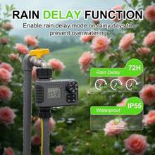 Temporizadores de rociador, temporizador de agua, temporizador programable de manguera de jardn con retardo de lluvia, sistema de riego manual y automtico, driver de riego digital impermeable para - negro, gris - Ver 5