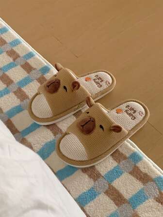 XIXITIAO 1 Pair Orange Capybara Cartoon Slippers, Breathable Indoor Slippers, Cute Capybara Soft Bottom Non-Slip House Shoes