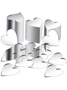 100片心形镜面马赛克瓷砖，适用于婚礼、圣诞树、花瓶、工艺品制作、家居墙面DIY装饰 - 銀色 - 查看 1