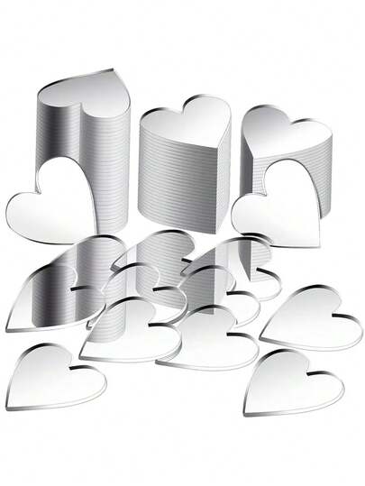 100pcs Heart-Shaped Mirror Mosaic Tiles, Suitable For Wedding, Christmas Tree, Vase, Arts & Crafts, Home Wall DIY Decor
