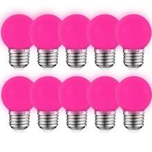 LUCASA Pack 10 Focos Led Mini Bombilla De Colores G45 Base E27 E26, Bombillas LED de colores, foco E27 pequeña, foco LED G45 de 1 W, morado, amarillo, verde, rojo, azul, para recámara, boda, Halloween, fiesta de Navidad, bar, decoración de estado de ánimo, paquete de - VIOLETA - Ver 1