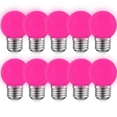 LUCASA Pack 10 Focos Led Mini Bombilla De Colores G45 Base E27 E26, Bombillas LED de colores, foco E27 pequeña, foco LED G45 de 1 W, morado, amarillo, verde, rojo, azul, para recámara, boda, Halloween, fiesta de Navidad, bar, decoración de estado de ánimo, paquete de