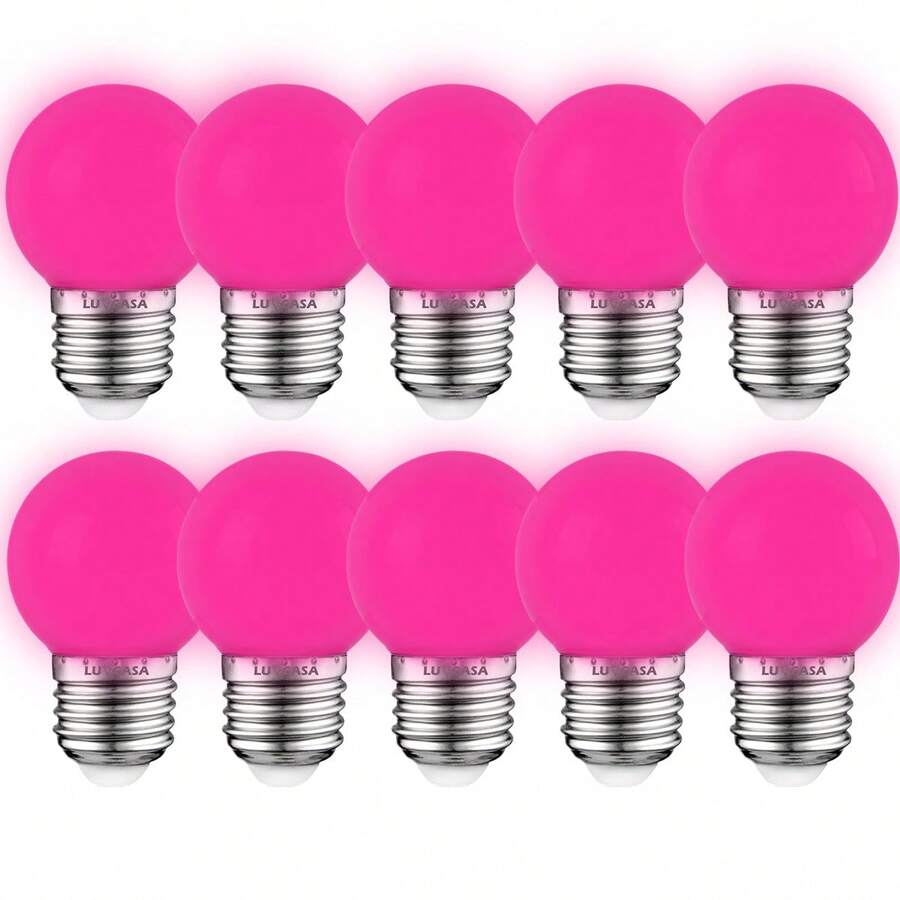 LUCASA Pack 10 Focos Led Mini Bombilla De Colores G45 Base E27 E26, Bombillas LED de colores, foco E27 pequeña, foco LED G45 de 1 W, morado, amarillo, verde, rojo, azul, para recámara, boda, Halloween, fiesta de Navidad, bar, decoración de estado de ánimo, paquete de - VIOLETA - Ver 1