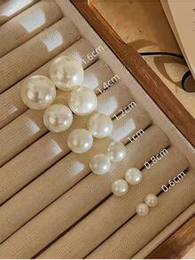 Set de 12 cercei eleganți minimalisti cu perle artificiale, potriviți pentru purtarea zilnică a femeilor, Anul Nou, petrecere - Multicolor - Vizualizare 3