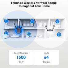 WiFi信号扩展器，1200Mbps信号增强器/中继器，覆盖范围高达1500平方英尺，适用于游戏、房间装饰、办公用品，WiFi信号扩展器/增强器，网络增强器，远距离WiFi扩展器，快速设置（中等难度） - 查看 6