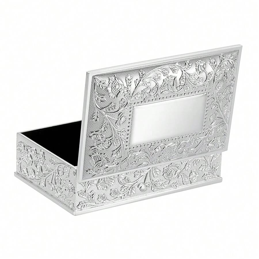 Hipiwe Rectangular Silver Jewelry Box Small Trinket Storage Box Deluxe Treasure Chest Case Earring Ring Necklace Organizer Decorative Keepsake Box Christmas Gift For Women,SmallSize,3.9inchx2.5inchx1.5inch - 3,9 inch x 2,5 inch x 1,5 inch - Xem 1
