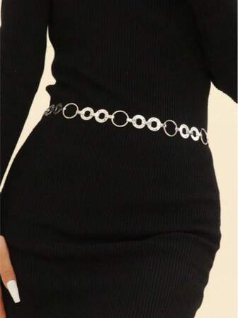 1pc Women's Wavy Hollow Circle Elastic Cinch Waist Belt, Classic Design Suitable For Summer Casual Wear, Great Christmas Gift