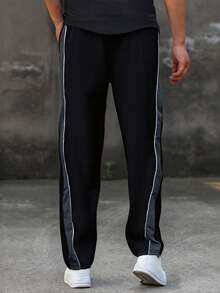 1pc Men's Elastic Waist Drawstring Casual Everyday Outdoor Pants - Black - View 7