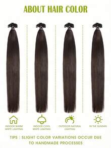 直发U型接发，真人发，角蛋白美甲接发，冷融合接发片，真人发，Remy品质，角蛋白热融合，直发，自然柔顺，黑色、棕色、金色挑染，12-22英寸，每包28-30克，适合所有种族女性，百搭发型 | 自然外观 | 挑染发丝 - 彩色 - 查看 12