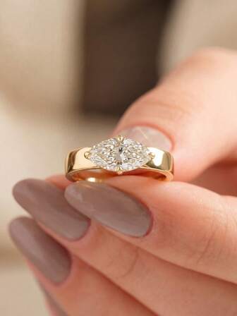 1枚1克拉925纯银复古四爪镶嵌锆石戒指，女士订婚/节日礼物，S925纯银精美首饰