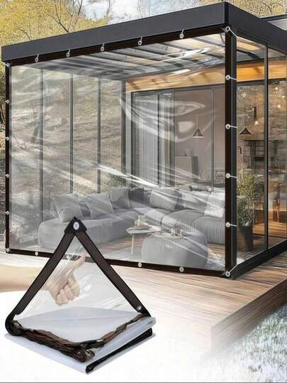 1 st solskydd i canvas - vattentät film, transparent plastmembran, lämplig för trädgårdstereos, växthus, lusthus, gräsmatta, enkel att installera. Solskydd i canvas för växter, vindtät, värmebevarande, andningsbar, regntät.