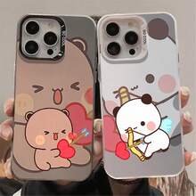 Heart & Yibibu Couple Case – cute cartoon love-match Fits every : 17 / 16 series / 15 series / 14 series / 13 series / 12 series / 11 Pro-Max / 8 / X / XS Smudge-proof, fashion-sweet, -ready for two. - Beis - Ver 11