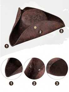 1 pieza Sombrero de pirata estilo marinero unisex, sombrero tricornio, sombrero de capitán de moda, adecuado para disfraces de actuación, sombreros divertidos, accesorios de juego de roles de mascarada - Sombrero pirata - Ver 4