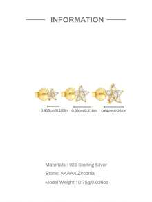 3 Pieces Set Flower 925 Sterling Silver Earring Women Romantic Stud Earring 18K Gold Plated Helix Cartilage For Daily Wear Wedding Party Engagement Christmas Gifts Fine Jewelry