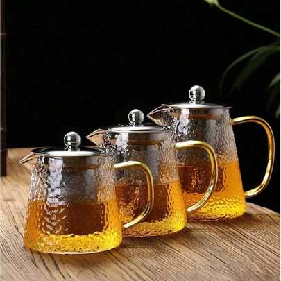 1 ceainic din sticlă groasă cu infuzor din oțel inoxidabil, fabricat din sticlă borosilicată fără plumb, rezistent la căldură, ustensilă de uz casnic pentru prepararea ceaiului, include strecurătoare pentru ceai. Cumpără acum și bucură-te de reducere.