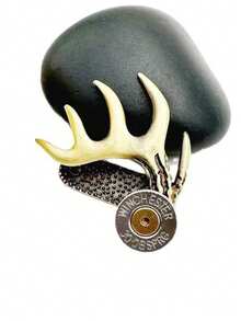 1pc Durable Alloy Antler Hat Clip For Hunting & Outdoor Adventures - Adjustable Deer Head Design With Golden Accents, Perfect Gift For Fathers And Hunters
