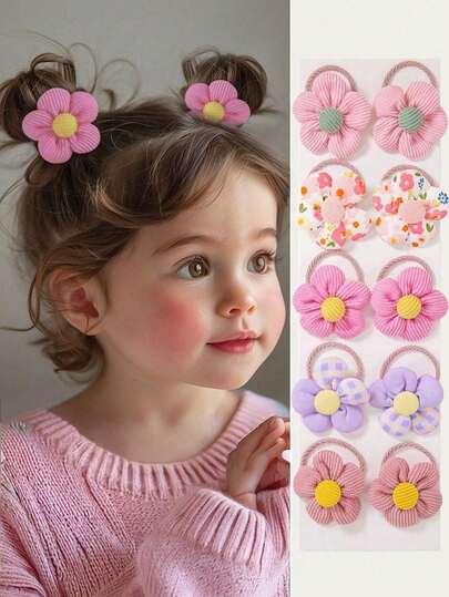 10pcs/Set Floral Fabric Cute Princess Hair Ties, Scrunchies, Hair Accessories For Teenage Girls, Won't Damage Hair