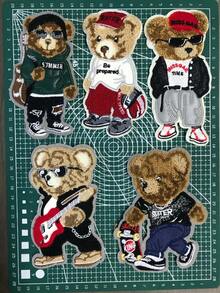 Parche bordado de oso marrón de dibujos animados, diseño único para ropa y accesorios DIY, vaqueros, vestidos, adorable aplicación bordada de dibujos animados - Multicolor - Ver 2