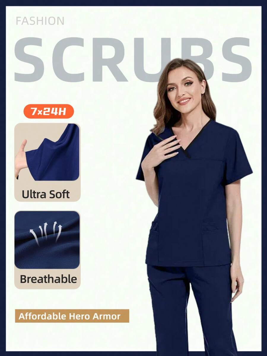 Pflege-Uniform Set, Kurzarm-Top und lange Hose