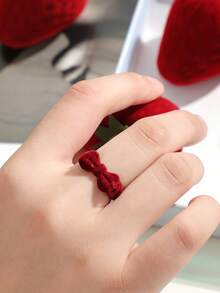 草莓推荐植绒首饰盒，可爱戒指盒礼盒 - 彩色 - 查看 4