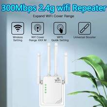 300Mbps 无线 WiFi 中继器 2.4G 无线信号扩展器 Wi-Fi 放大器路由器 远距离信号增强器 - 英規插(220-240V) - 查看 10