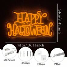 Biển hiệu neon Halloween vui nhộn, Biển hiệu LED hình con dơi Halloween để trang trí tường, Sử dụng nguồn USB, Đèn neon trang trí tiệc, phòng giải trí, phòng ngủ, phòng trẻ em, phòng khách, quán bar, trang trí ngày Halloween, Dễ dàng lắp đặt. - ánh sáng đa sắc - Xem 3