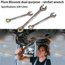 Industrial Grade Ratchet Wrench, Multi-Size Options, Spline & Open-End Dual Use, Extended Length Small Plate, Dual-Head Auto Repair Wrench Tool