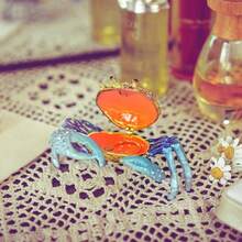 YU FENG Crab Jewelry Trinket Boxes Hinged Animal Jeweled Trinket Box Decorative Crab Collectible Figurine,BlueCrab - 藍蟹 - 查看 5