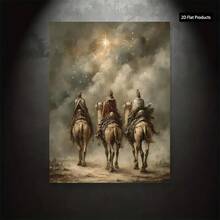 1 Pc Canvas Painting, The Three Wise Men Follow The Star Of Bethlehem - A Wall Art Of The Biblical Nativity Scene Of Jesus , Wooden Framed Art,High Quality ,Thickness 2. 25cm/1inch Wall Art Prints Poster Direct Hanging Decor For Home Gifts,Living Room, Bathroom, Bedroom, Kitchen,Bar,Office,Halloween, Christmas And Valentine's Day Gifts,2D Plane - 彩色 - 查看 4