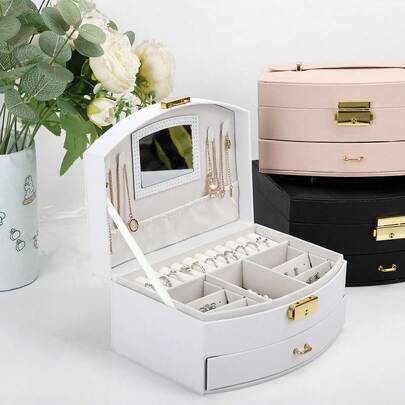 奢华珠宝盒，优雅收纳盒，可存放项链、耳环、戒指、手表、手镯及其他饰品