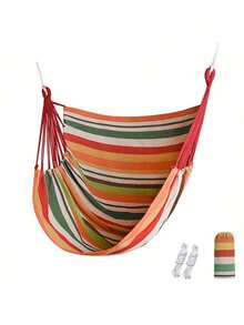 1件舒适户外吊床椅，含秋千绳，帆布材质，包含2根绳子和便携收纳袋，户外秋千，结实耐用，易于携带，适合户外花园、露台、卧室、室内外使用，是宿舍学生的理想礼物