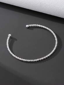 1 chiếc vòng cổ choker răng cưa bạc có thể điều chỉnh thanh lịch dành cho nữ - Bạc - Xem 4