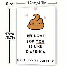 1张趣味情人节贺卡，“我爱你……等等，让我解释一下！” - 有趣的便便和爱心设计 | 情侣间嬉戏打闹的完美之选 | 周年纪念日、生日惊喜的理想之选，(12x17厘米)/(4.72x6.7英寸) - 彩色 - 查看 2