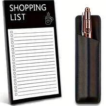 Magnetic Shopping List Notepad Fridge Magnet Memo Board (Pen Not Included), With Magnetic Pen Holder, Detachable Magnetic Notes, Minimalist Creative Line Design Magnetic Notepad For Shopping List And To-Do List - Multicolor - View 2