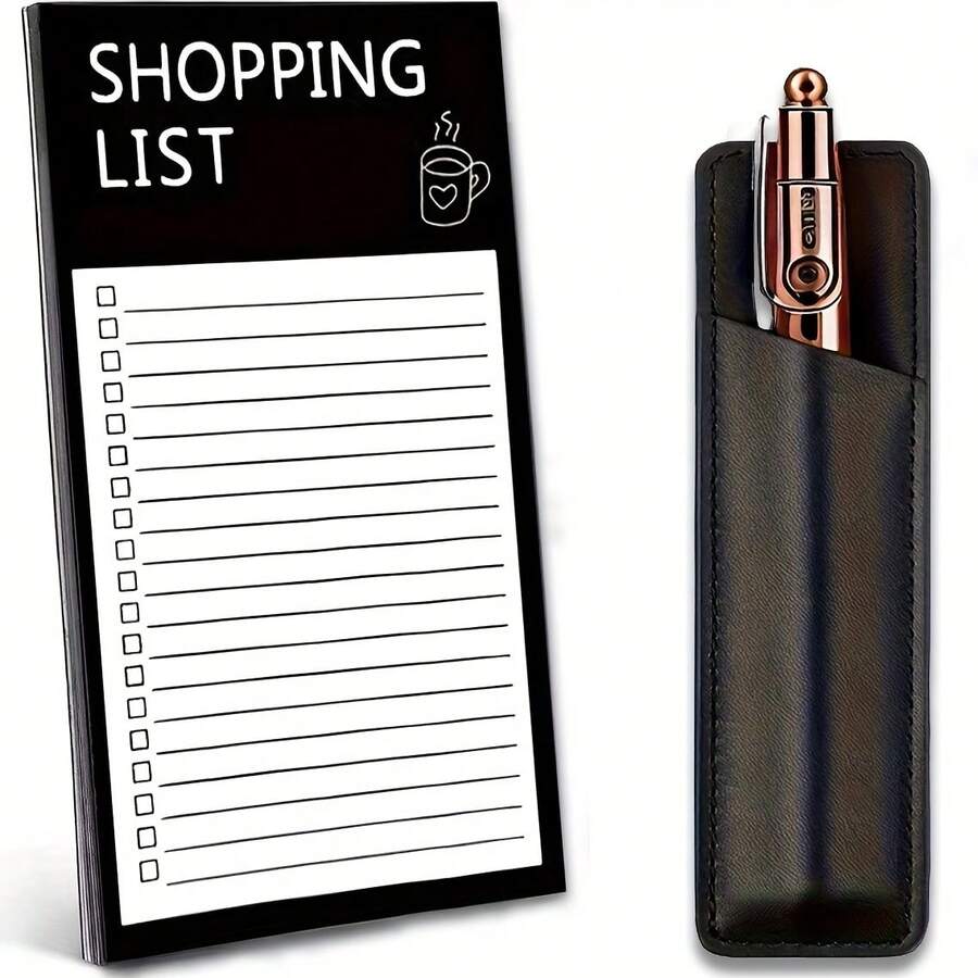 Magnetic Shopping List Notepad Fridge Magnet Memo Board (Pen Not Included), With Magnetic Pen Holder, Detachable Magnetic Notes, Minimalist Creative Line Design Magnetic Notepad For Shopping List And To-Do List