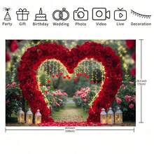 1. 浪漫红玫瑰心形拱门派对装饰横幅 - 心形涤纶背景幕布，配有串灯和灯笼，适用于家居装饰、房间墙面装饰和派对用品/礼品。营造浪漫氛围 | 优雅装饰 | 装饰灯笼，多种尺寸可选。 - 彩色 - 查看 8