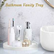 Dressing Table Tray, Perfume Tray, Bathroom Storage, Mirror Storage, Soap Box, Bath And Body Wash Storage, Round Tray Decoration, Suitable For Bathroom, Toilet, Water Tank, Bedroom, Kitchen Countertop, Jewelry Storage, Dressing Table Tray, Candle Aromatherapy, Lotion Bottle, Cosmetics Organizer, Valentine's Day Bathroom Decoration, Desktop Storage Organizer - Multicolor - View 3