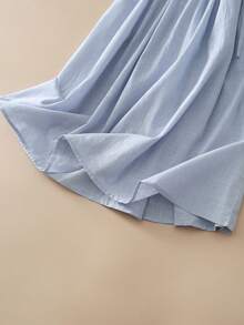 Damen Vintage besticktes Kleid mit weitem Taillenzug, Frühling/Sommer elegant - Babyblau - Übersicht 8