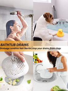 3pcs Silicone Hair Catcher With Suction Cup, Silicone Anti-Clogging Drain Stopper - Prevents Clogging And Odor, Suitable For Bathroom, Kitchen, Shower, Bathtub, Sink Drain, With Suction Cup Design Easy To Clean, Fits Bathroom And Kitchen Sink, Anti-Clogging Sink Filter, Drain Cover, Bathroom Accessory, Home Decor, Back To School Supplies, Kitchen Sink Accessories, Household Essentials (1/2/3pcs Available)