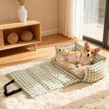 HAZOOWILL 二合一狗狗汽车安全座椅，便携式可拆卸旅行增压座椅，适用于小型犬和猫，柔软可转换床，透气夏季设计，可调节牵引绳和带扣，适合前排和后排座椅