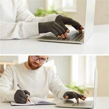 1 Pair Comfortable Fingerless Gloves With Anti-Slip Grip And Breathable Fabric For Computer Typing, Daily Office Work, And Casual Activities In All Seasons For Men & Women - Black - View 6