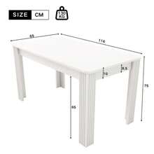 Dining Table, Contemporary Dining Table, Sturdy Dining Table, Four-Legged Table, Oak Wood Table, Rectangular Dining Table, Coffee/Leisure Table, Modern And Simple Dining Table, White [OLD SKU: WF312300AAW] - White - View 10