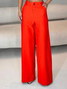 Elegant Women's Wide-Leg Trousers With Pockets. - 紅色 - 查看 2