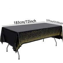 1Pc White And Gold Dot Premium Disposable Plastic Tablecloth 54 X 72 In - Polka Dot Plastic Table Cloth Disposable Tablecloth For Rectangle Table, Rectangular Camping Table Cover For Birthday Party Picnic Babyshower Engagement Party Decorations, Baptism Decorations (Blue, Pink, Black, Green, Red, Gold) - Multicolor - View 3
