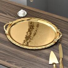 带把手的奢华金色椭圆形托盘，派对装饰及盛菜盘，聚会祈福仪式餐具，化妆品及珠宝收纳托盘（3种尺寸可选） - 彩色 - 查看 8